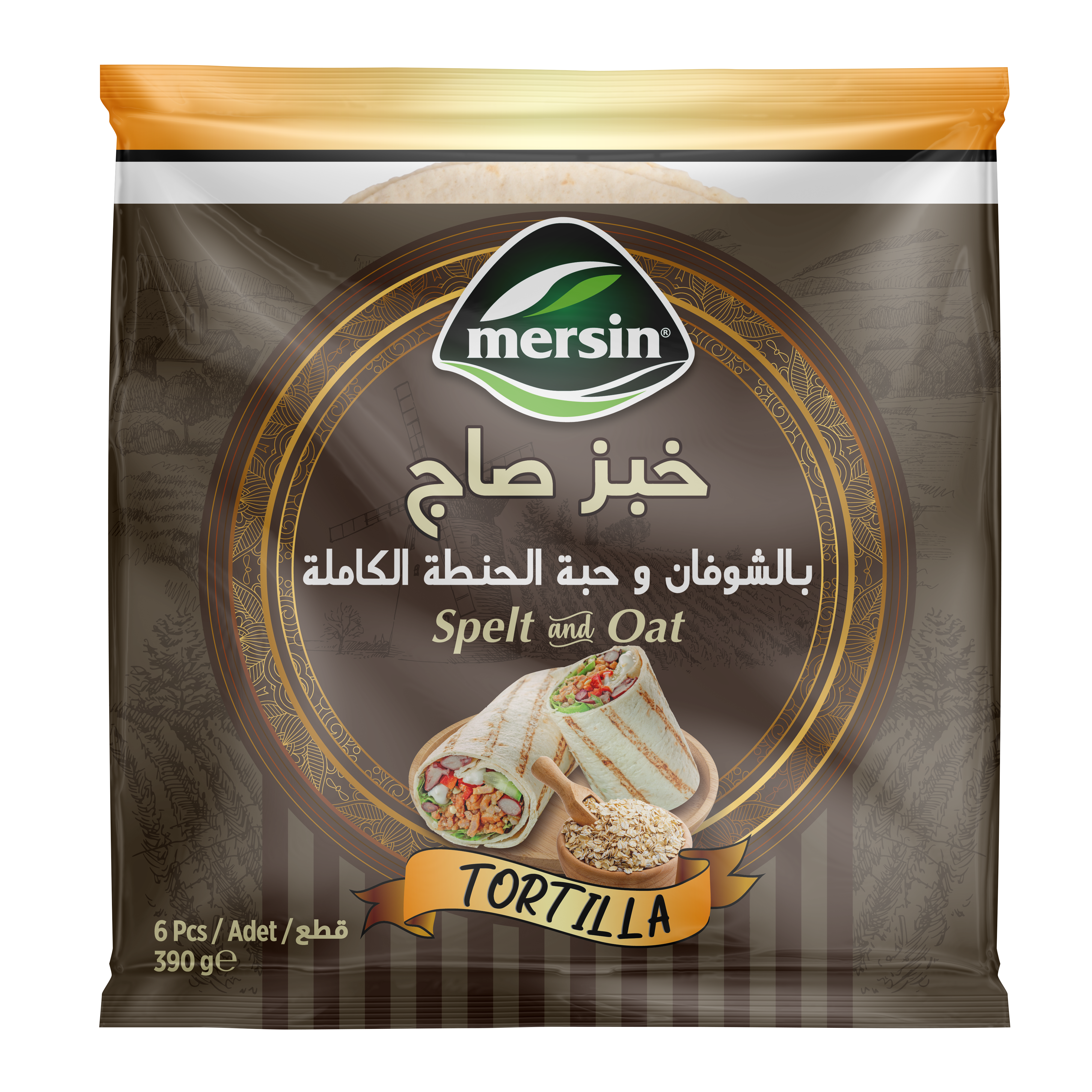 خبز صاج بالشوفان وحبة الحنطة الكاملة   * 12 قطعة